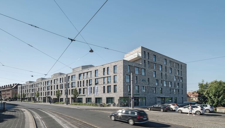 Neues Gebäude auf dem ehemaligen Garagen- und Gewerbehof in Nürnberg St. Johannis