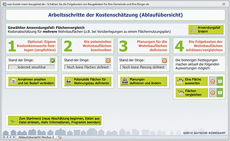 Screenshot des Folgekostenschätzers
