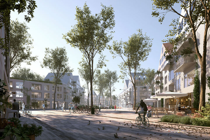 Visualisierung des künftigen Quartiers auf dem AEG-Nordareal. © MIB Coloured Fields GmbH