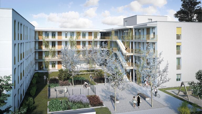Experimenteller Wohnungsbau - Wohnanlage in der Katharina-Mair-Straße in Freising