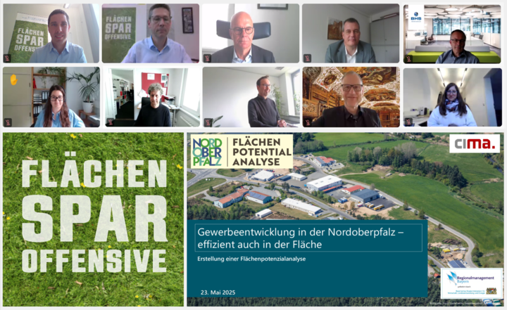 Teilnehmer der Online-Veranstaltung „Gewerbeentwicklung in der Nordoberpfalz – effizient auch in der Fläche".